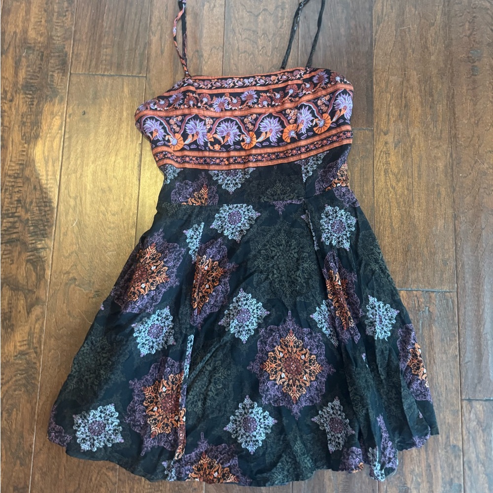 Forever 21 Black and Purple Patterned Dress